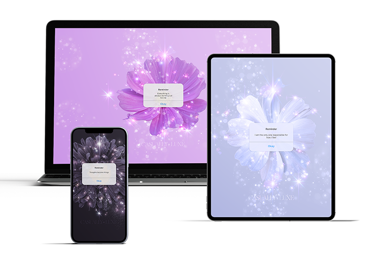Laptop, desktop, iPad and iPhone affirmational backgrounds by casuallyluxe