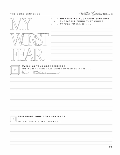 My Worst Fear prompt, generational trauma worksheets by casuallyluxe